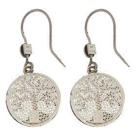 Boucles d'oreilles pendantes Arbre de Vie en argent doré 925 avec filigrane rhodié