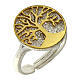 Anillo ajustable plata 925 con filigrana y árbol de la vida dorado s1