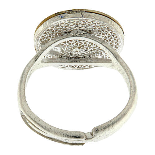 Anello regolabile argento 925 con filigrana e albero della vita dorato 3