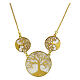 Collar gargantilla dorado tres colgantes árbol de la vida con filigrana plata 925 s1