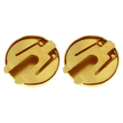 Paire de couvre-boutons dorés gravés avec les Armoiries du Saint-Siège en argent 925 2