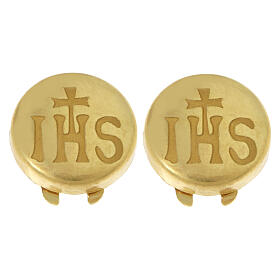 Couvre-boutons argent doré 925 gravé JHS