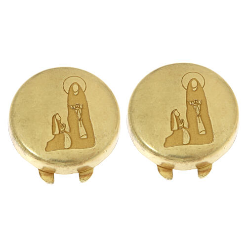 Tapones para botones dorados grabado Virgen de Lourdes plata 925 1