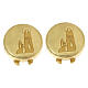 925 Sterling Silver Our Lady of Lourdes Engraved Button Covers with Gilded Trim s1