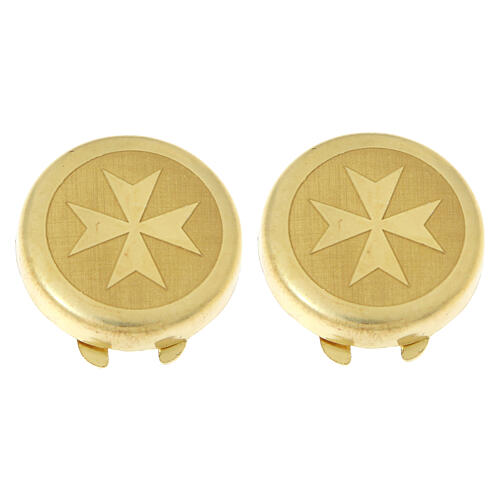 Copribottone croce di Malta dorato argento 925 1