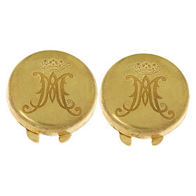 Copribottone incisione dorato monogramma mariano argento 925