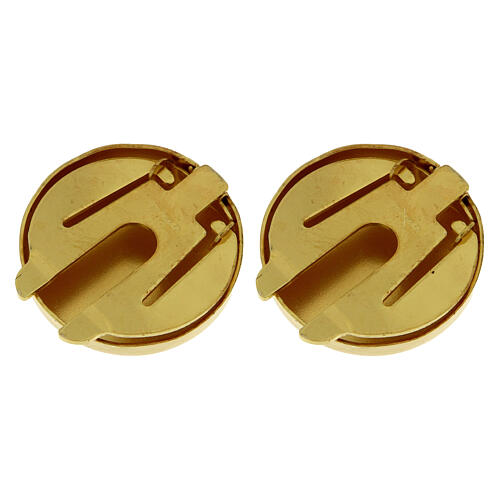 Copribottone incisione dorato monogramma mariano argento 925 2