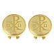 Cache-boutons dorés Chi-Rho Alpha et Oméga en argent 925 s1