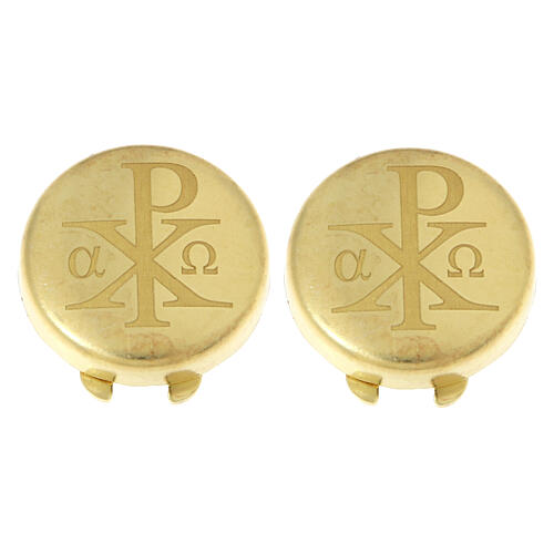 Coberturas de botões douradas Chi-Rho alfa e ômega prata 925 1