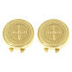 Gold plated button covers with engraved St. Benedict cross, 925 silver s1