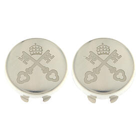Coberturas de botões em prata 925 gravada com brasão da Santa Sé