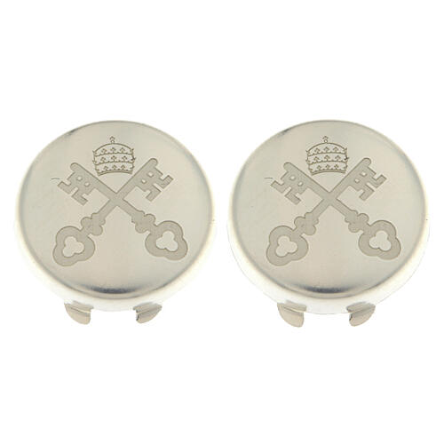 Coberturas de botões em prata 925 gravada com brasão da Santa Sé 1