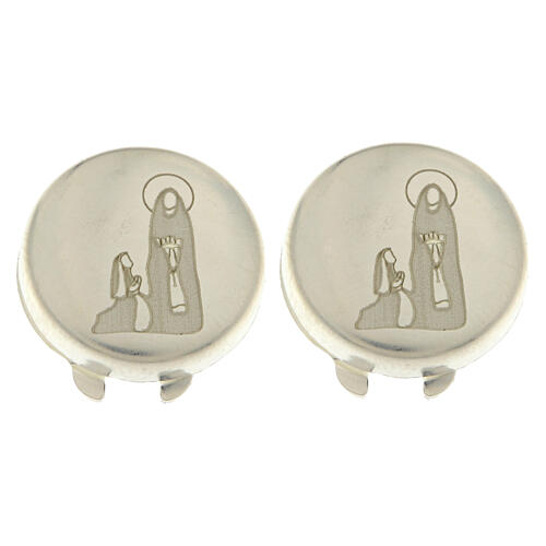 Copribottone argento 925 incisione Madonna di Lourdes 1