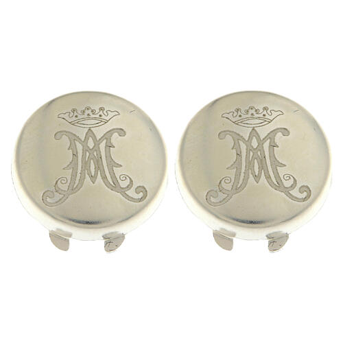 925 silver button cover with Marian monogram engraving 1