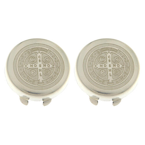 925 silver button covers with St. Benedict cross 1