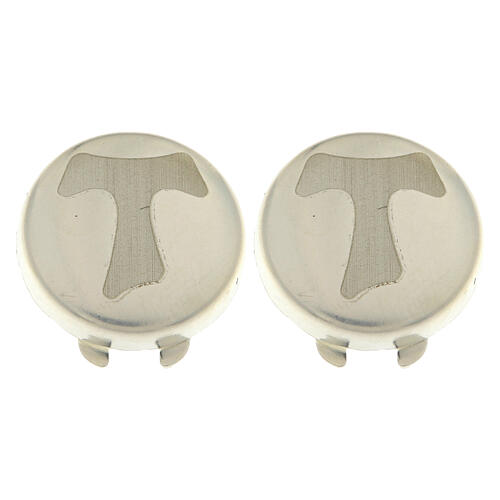 925 silver engraved Tau cross button covers 1