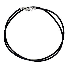 Cordón negro 40 cm de caucho con cierre de plata 925