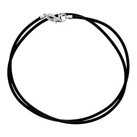 Cordón 45 cm negro de caucho con cierre de plata 925