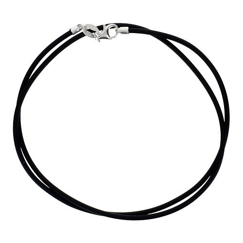 Cordón 45 cm negro de caucho con cierre de plata 925 1
