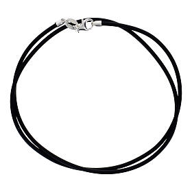 Cordón negro 50 cm de caucho con cierre de plata 925
