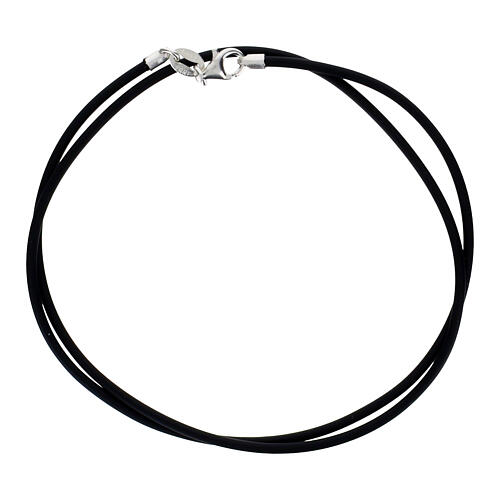 Cordón negro 50 cm de caucho con cierre de plata 925 1