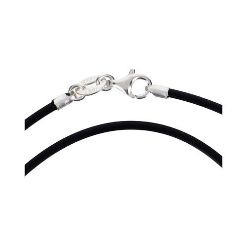 Cordino nero 50 cm in caucciù con chiusura in argento 925 2