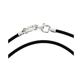 Cordón 60 cm negro caucho con cierre de plata 925