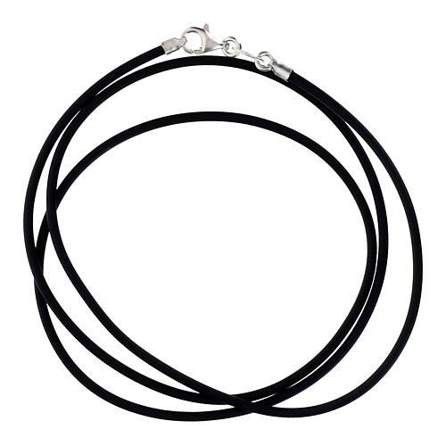 Cordino  60 cm nero caucciù con chiusura in argento 925 1
