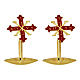 Gemelos dorados cruz esmaltada roja PAX plata 925 s1