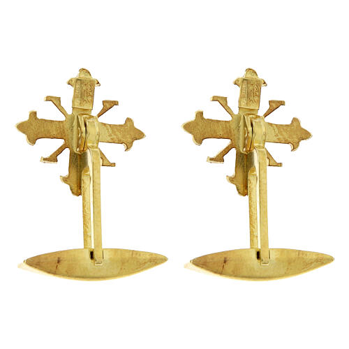 Gemelli dorati croce smaltata rossa PAX argento 925 3