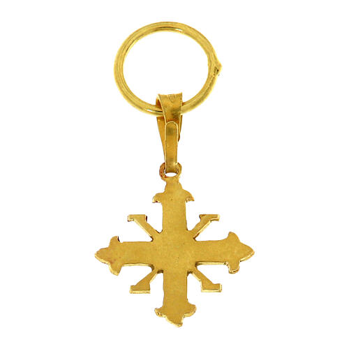 Golden pendant with red enamel cross PAX alpha and omega 925 silver 2