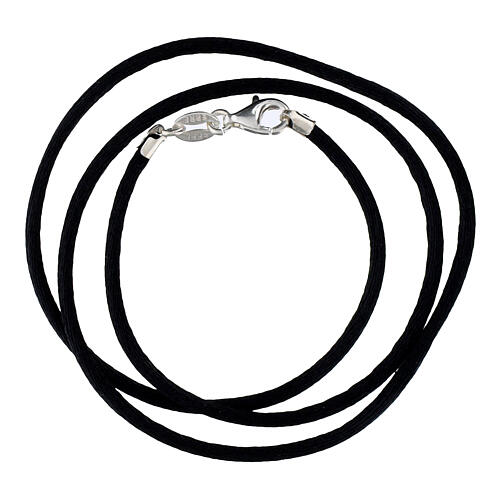 Cordão preto de seda 45 cm com fecho em prata 925 1