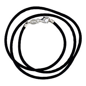 Cordon noir en soie avec fermoir en argent 925 de 50 cm