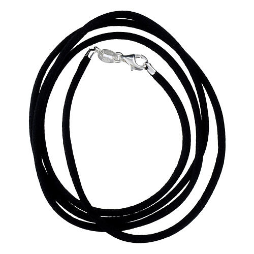 Cordino 60 cm nero in seta con chiusura in argento 925 1