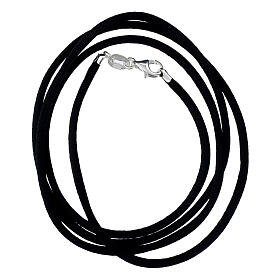 Cordão preto de seda 70 cm com fecho em prata 925
