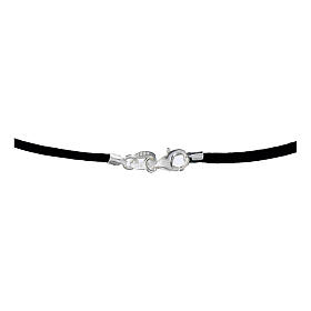 Cordão preto 80 cm seda com fecho em prata 925