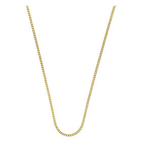 Corrente dourada 60 cm grumet com corte de diamante em prata 925