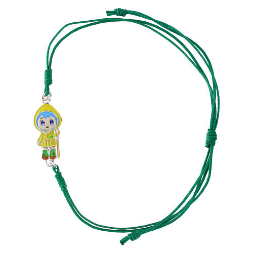 Green cord bracelet with Luce, 925 silver, Jubilee 2025 1