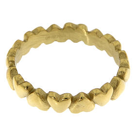 Anillo de compromiso corazones abombados oro acero hipoalergénico