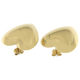 Large heart-shaped stud earrings in hypoallergenic golden steel