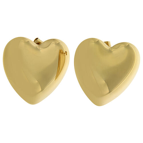 Pendientes acero hipoalergénico corazón para lóbulo grandes dorados 1