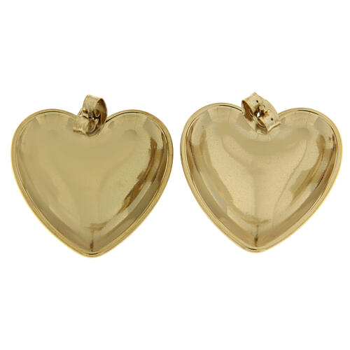 Pendientes acero hipoalergénico corazón para lóbulo grandes dorados 3
