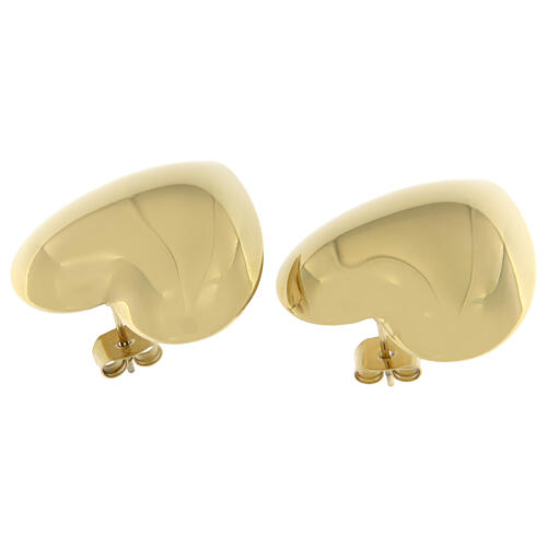 Brincos grandes corações em aço hipoalergénico dourado 2