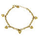 Pulsera cinco corazones colgantes oro acero hipoalergénico s1