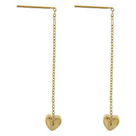Durchzieher-Ohrhänger, Herz, vergoldet, Edelstahl – Länge 6 cm