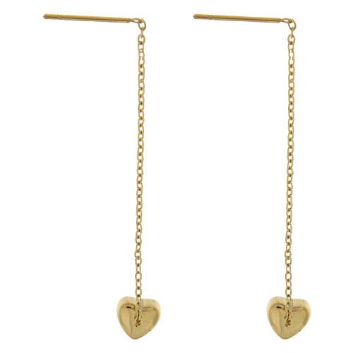 Drop Earrings with Golden Heart Stainless Steel 2