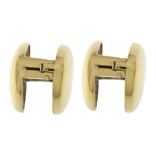 Clip-Ohrringe, Herz, gewölbt, vergoldet, aus antiallergenem Edelstahl – 1,5 cm 4