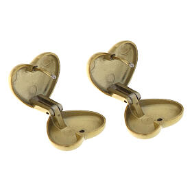 Pendientes clip corazón abombado oro acero hipoalergénico