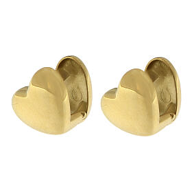 Boucles d'oreilles à clip cœur bombé en acier inoxydable doré