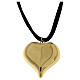 Collar corazón oro acero hipoalergénico cuerda cuero sintético 150 cm s1